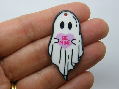 4 Ghost be mine Halloween Anhänger weiß schwarz Acryl HC1144