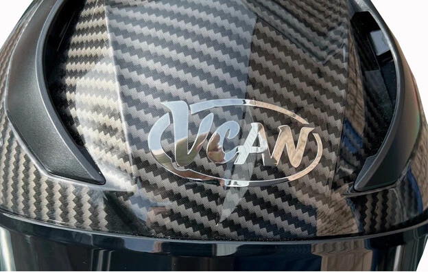 CASCO DE MOTOCICLETA VCAN H128 CARA COMPLETA VISERA DE SOL VISERA DE CARBONO VENENO Foto 4 de 4