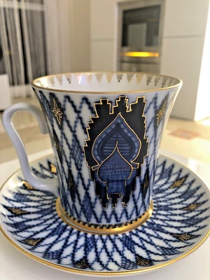 Lomonosov Porzellan Große Kakao Tasse mit Untertasse.Hand decorated.350 ml - Bild 1 von 4