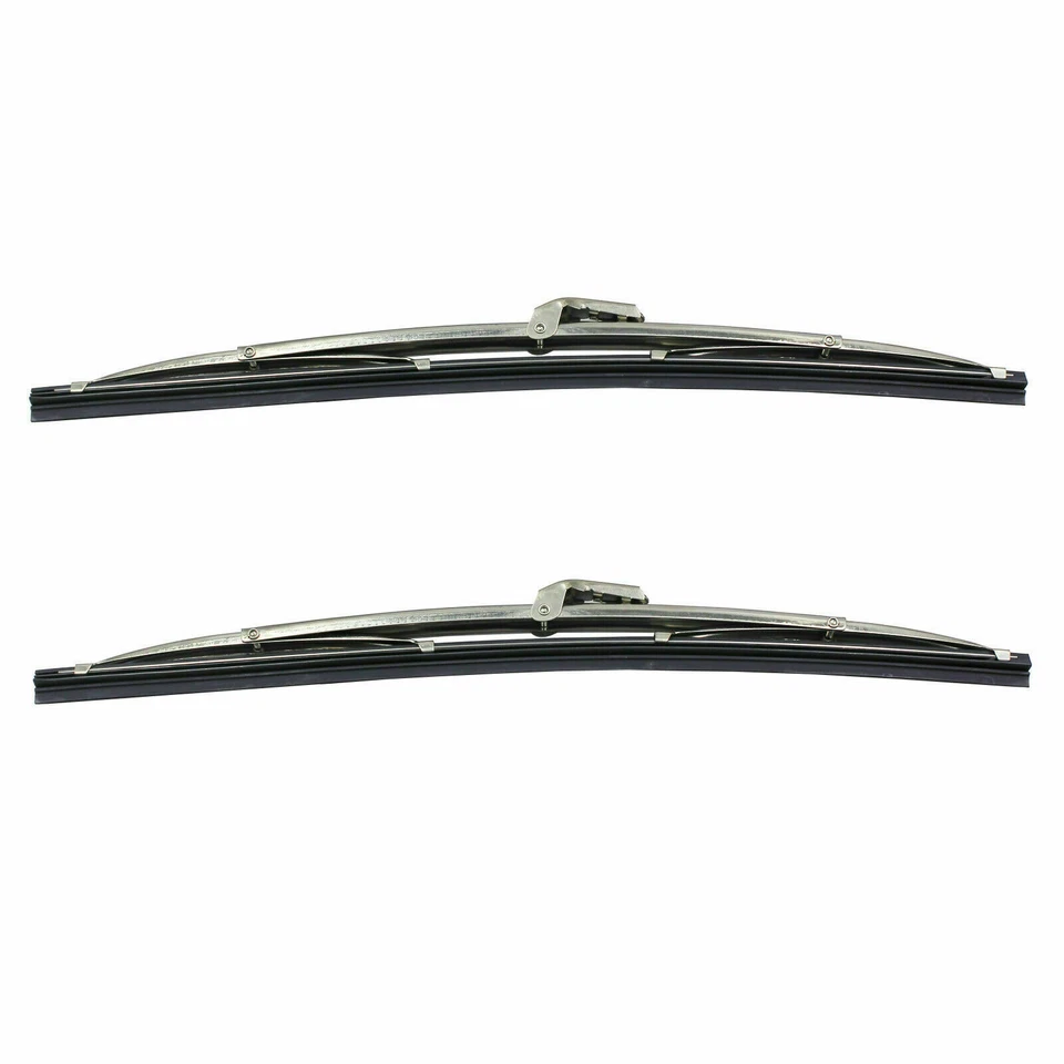12" Universal Car Polished Stainless Steel Front Windshield Wiper Blades Pair - Image 4 of 4