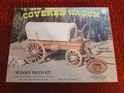VINTAGE 1977 WESTERN COVERED WAGON WOOD KIT MODEL - COMPLETE - TOY ...