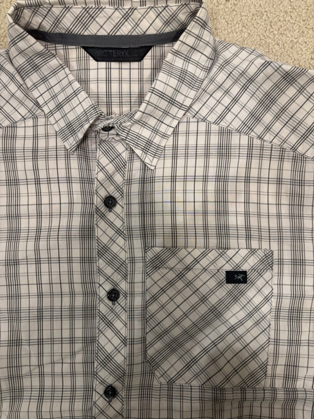 Arc'teryx Camicia Uomo Media Manica Corta Bottoni Plaid Tasca Camicia