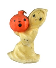 Very Old 1950s 1960s Halloween Candle Ghost Carrying Jack-o-Lantern