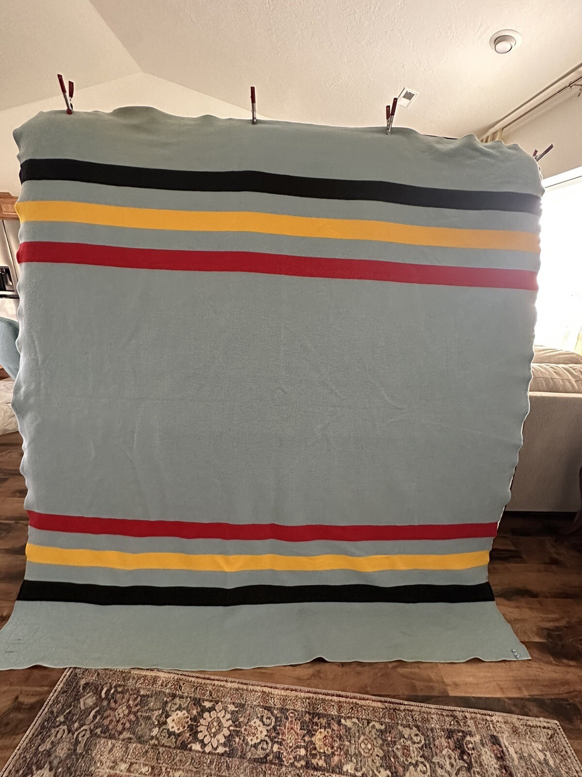 Vintage Pendleton Wool Olympic National Park Blanket RARE Light Blue