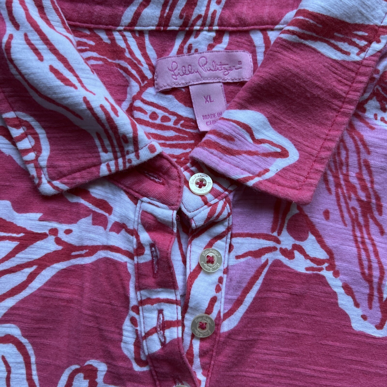 Lilly Pulitzer Womens XL Polo Shirts Floral Blossom / Cocktail Shirt
