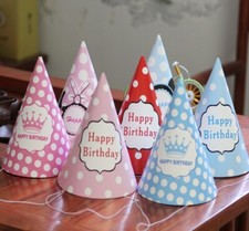 Crown Design Birthday Party Hats Pack Of 10 Kids Blue Pink Hats