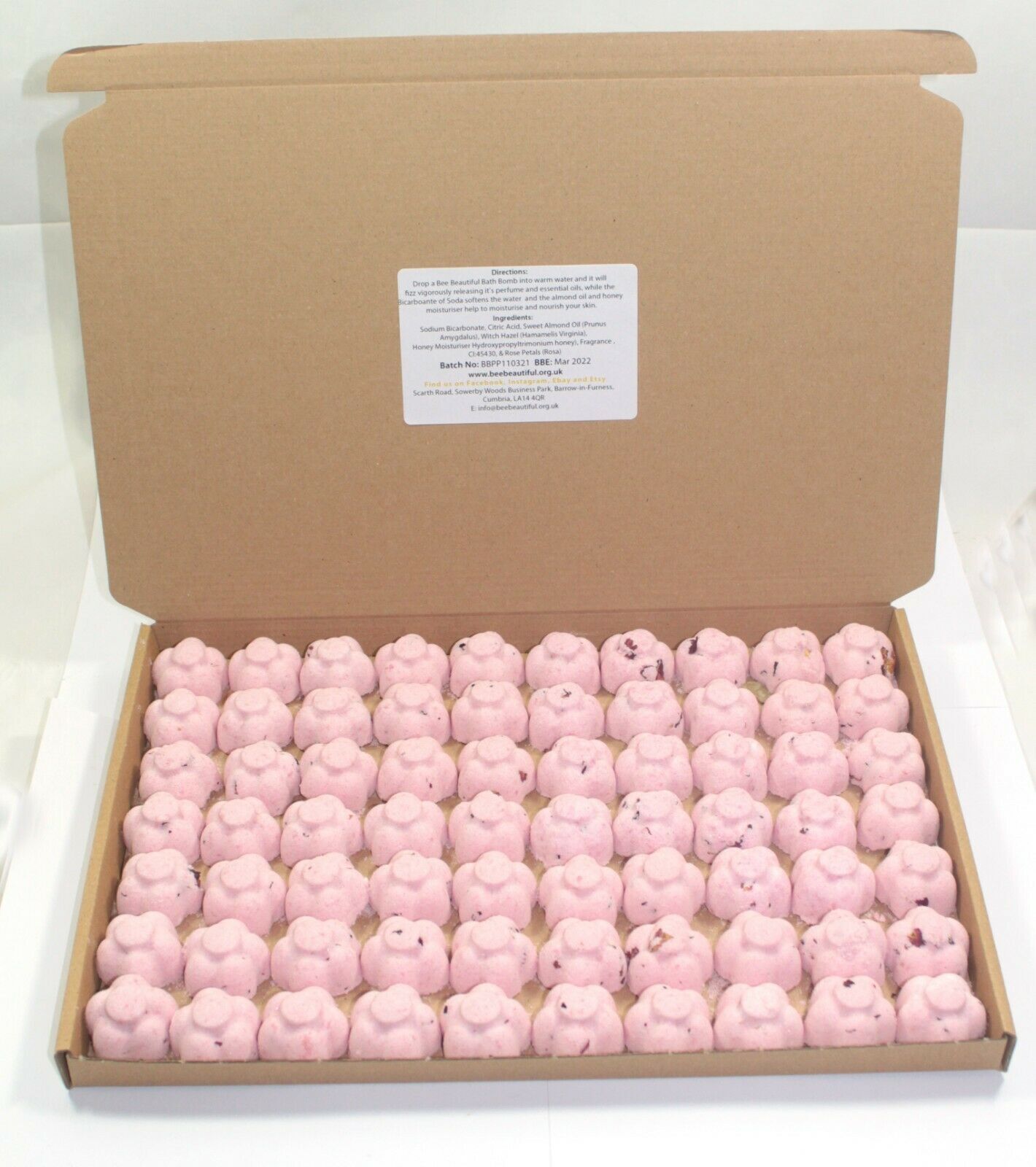 Bath Bombs Petal Passion - English Rose scented 70 x 10g Flowers reduced plastic