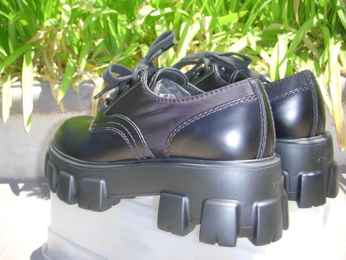 Prada Monolith Brushed Rois Leather/ReNylon Derbys Men's UK5 Prada Monolith Brushed Rois Leather/ReNylon Derbys Men's UK5