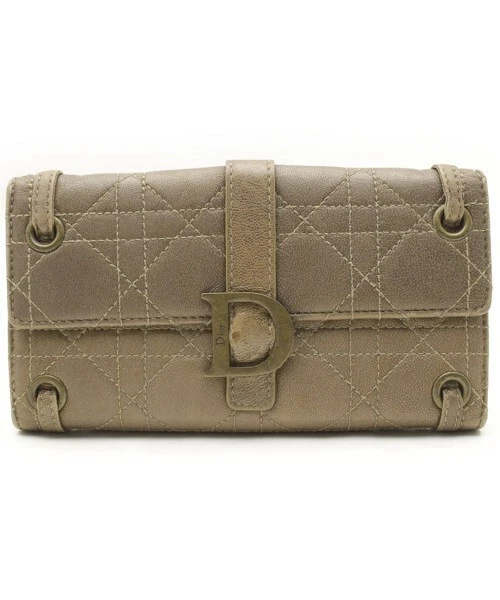 Portefeuille long Christian Dior cannage matelassé noir agneau authentique
