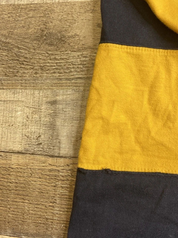 Camisa polo de rugby vintage Cherokee para hombre manga larga talla XXL a rayas azul amarillo Foto 4 de 4