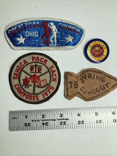 YMCA Indian Guides Patches - Lot of 2 Patches, 1 Leather patch and one Lapel Pin