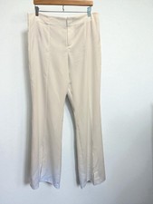 Alice + Olivia Pants Dylan Off White High Waist Wide Leg Split Front Size 14 NWT