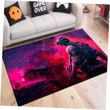 Shooting Gaming Area Rug Teen Boys Carpet, Battle Game Rug and Colorful Bomb
