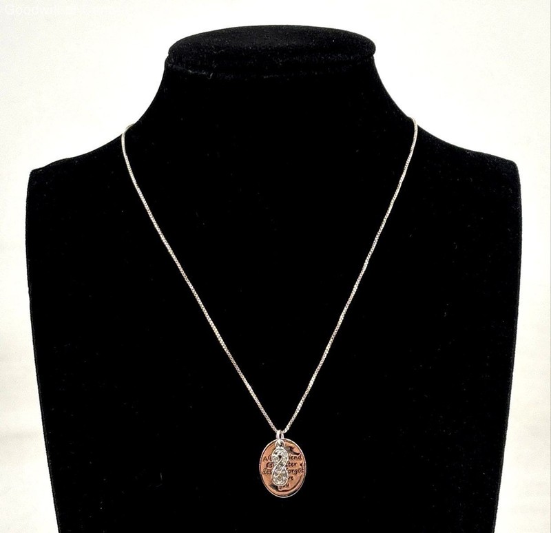 925 Sterling Silver 17.5 Best Friend/Infinity Pendant Necklace w/ Diamonds 4.1g