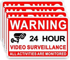 4 Pack Large Warning Security Cameras In Use Metal Sign for House Business