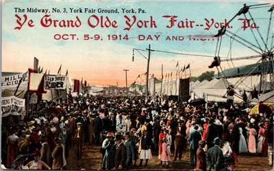 Ye Grand Olde York Fair Midway York Pennsylvania 1914 Ferris Wheel Crowd