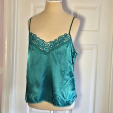 Dreamwear USA Vintage Satin Lace Camisole Top Green Size M Lingerie Feminine