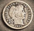 1913 BARBER SILVER DIME ** A GOOD COIN **   (7882)