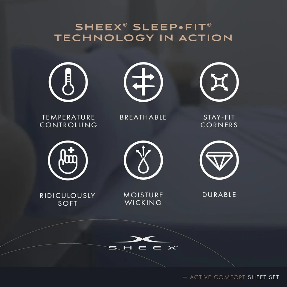 SHEEX Active Comfort Sheet Set, Comfortable Cooling King/Cal King, Blue Sky - Image 2 of 4