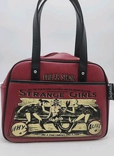 SOURPUSS Bowler Bag Purse Freak Show Strange Girls Dk Red Burgandy Black HTF