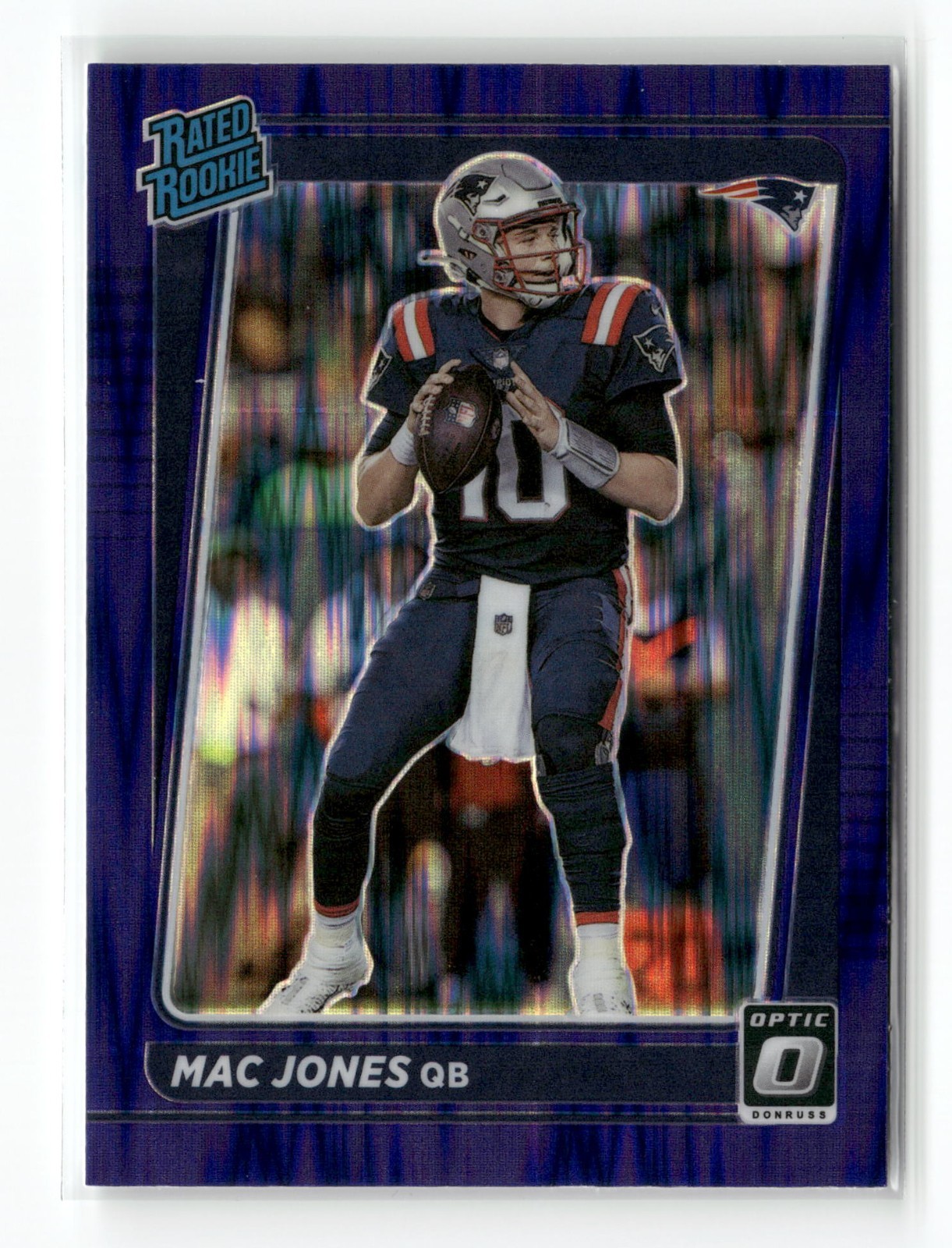 2021 Panini Donruss Optic Mac Jones RC #206 Rated Rookie Purple Shock Prizm