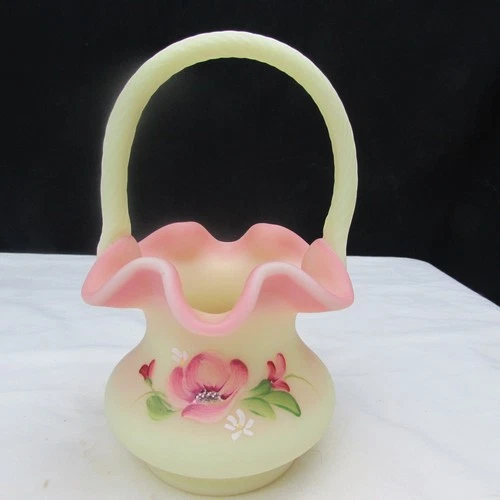 Fenton Burmese Satin Floral HP Basket Special Order 2010 GLOWS!!!! ZZZZZZZZ W861