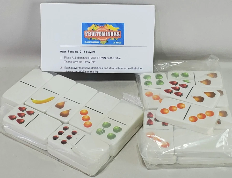 Fruitominoes Classic Dominoes Game With Fruit Picture Tiles In Zippered Bag - Image 3 of 4