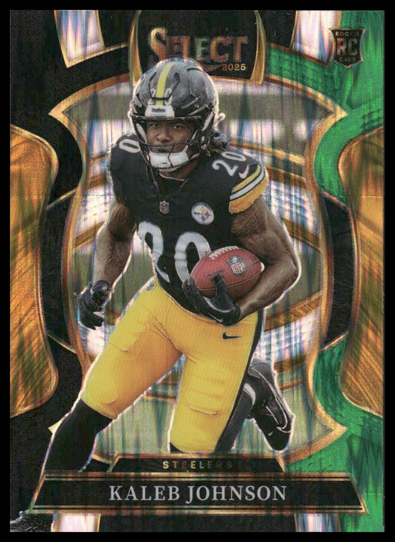 Kaleb Johnson Rookie 2025 Panini Select #52 Black and Green Prizm Shock Steelers