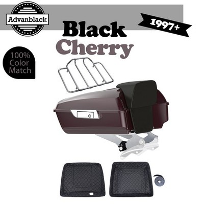 Advan Black Cherry Chopped Tour Trunk Pack Luggage Fits 1997+ Harley Touring
