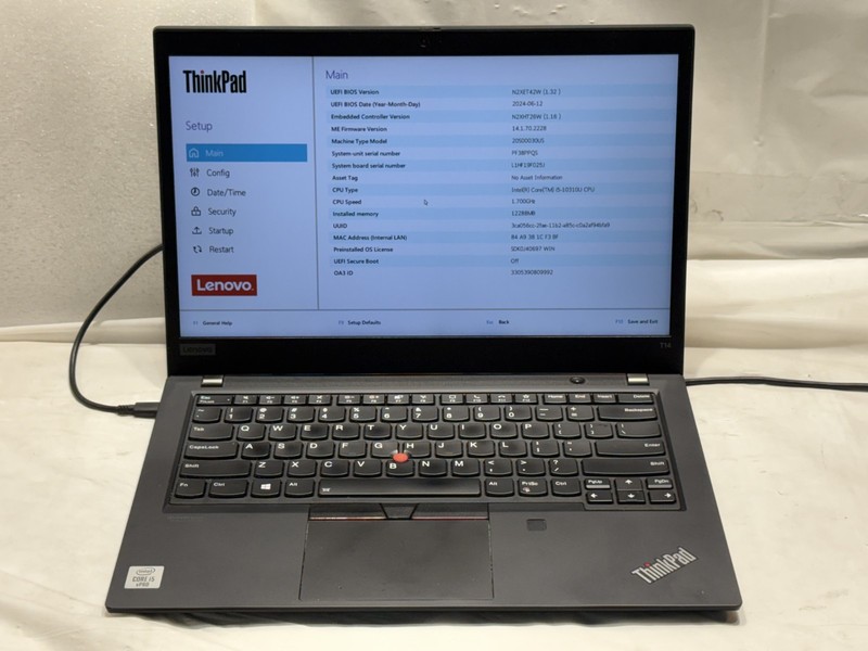 Lenovo ThinkPad T14 Intel core i5-10310U @1.70GHz 12GB RAM Laptop No/ hdd