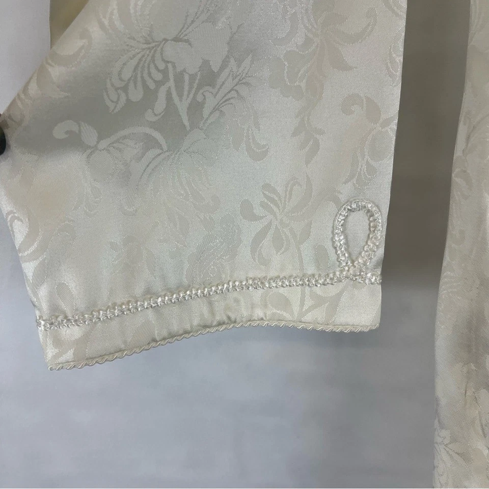 Oscar de la Renta Vintage Jacquard Caftan Lounge Nightgown Dress Cream Size M - Image 2 of 4