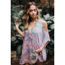 Show Me Your Mumu Size Large Colorful Floral Peta Boo Tunic Malibu Love Inns Top