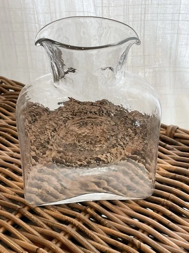 Blenko Water Bottle 384 Crystal Clear Glass Pitcher Double Spout