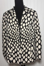 Chicos 1 Jacket Blazer Black Tan Spotted Pockets Lined Womens Size Medium
