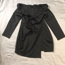 Pretty Little Thing Dress Womens 6 Black V Neck Long Sleeve