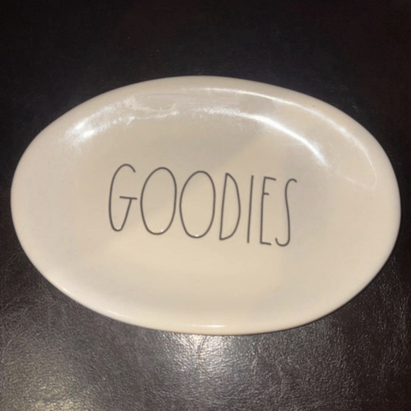 Rae Dunn Artisan Collection GOODIES White Glossy Ceramic Oval Plate