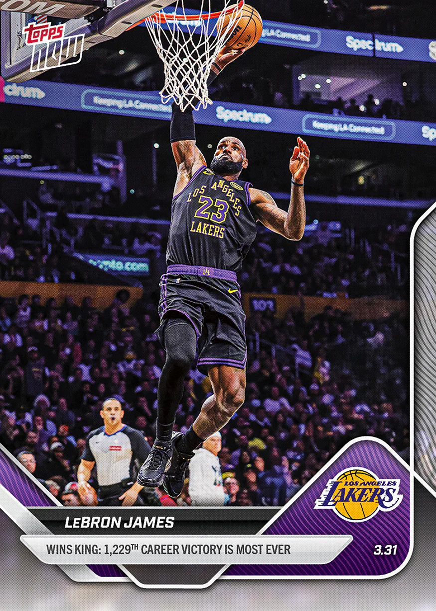 2026 Topps NOW LeBron James #235 Wins King 1,229th Career Victory Lakers SA4