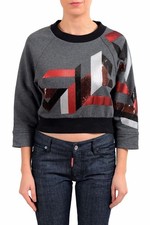 Just Cavalli Women's Gray Sequins Embellished Sweatshirt Crew US S IT 40