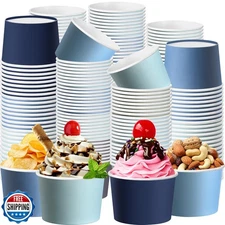 Jingmore 60 Pcs Paper Ice Cream Cups 9oz Colored Disposable Dessert Bowls for