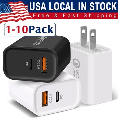 For Apple iPhone 17e Wholesale Bulk Lot PD QC3.0 USB Type C US Home Wall Charger