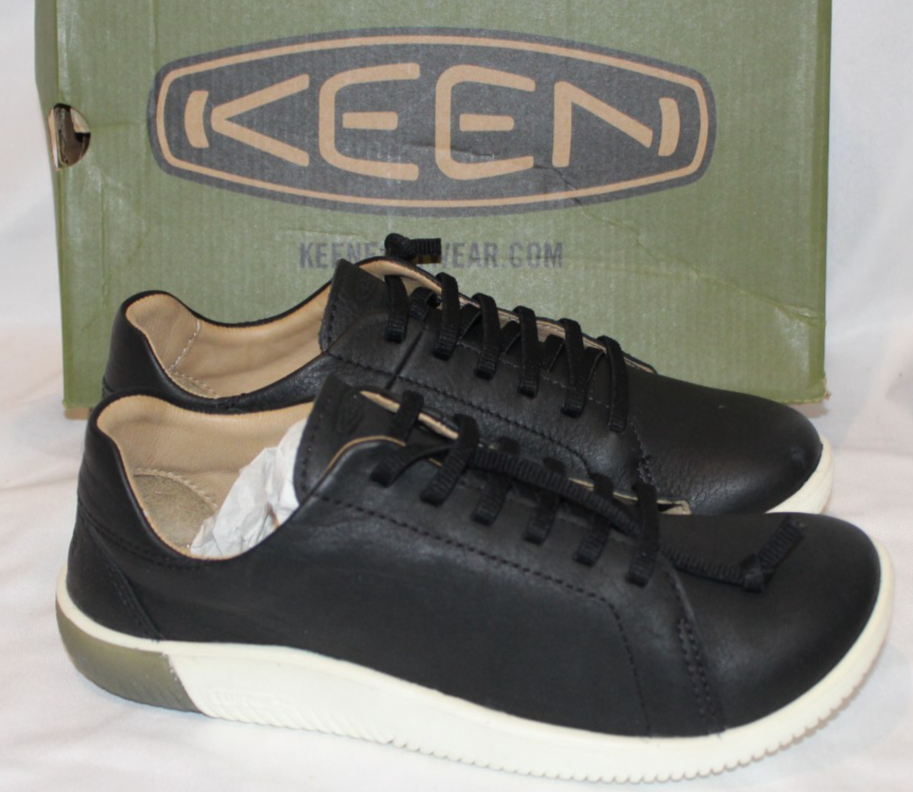 Keen KNX scarpe leggere donna 8 5 pelle stringate nere sneakers $160 nuove con scatola