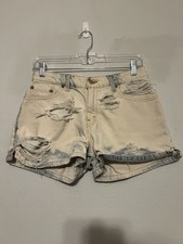 Vintage Levi s Acid Wash Size 7 Juniors Jean Shorts Destroyed 90s Retro READ
