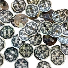 Abalone Shell Buttons: Natural Mother of Pearl, 2-Hole, 11.5mm (10PC) 18L