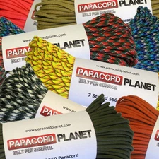 550 7 Strand Mil-Spec Multi-Colored Paracord - 10', 25', 50', 100'