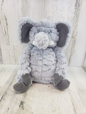 First Impressions Grey Elephant Plush Stitched Face Baby Toy