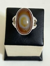 Men 925 Silver Ring Genuine Yemen Aqeeq Agate Handmade                  