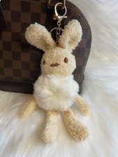 Bunny Pom Pom bag charm Keychain Tan Fluffy cute kawaii New Handmade Gift