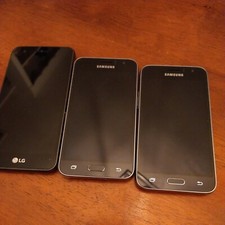 Lot of 3 Cell Phones 2 Samsung Galaxy Amp 2, 1 LG - Cricket Wireless