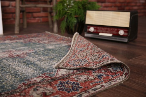 Tappeto orientale effetto invecchiato 4x7 vintage tradizionale lana floreale annodato a mano - Foto 10 di 11