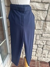 St. John Pull On Flat Front Dress Pants Navy Size Medium